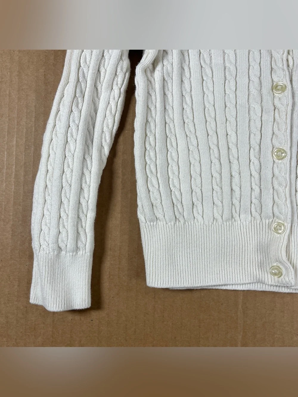 Polo Ralph Lauren Girls 4T White Cable Knit Cardigan Sweater Pink Pony Logo